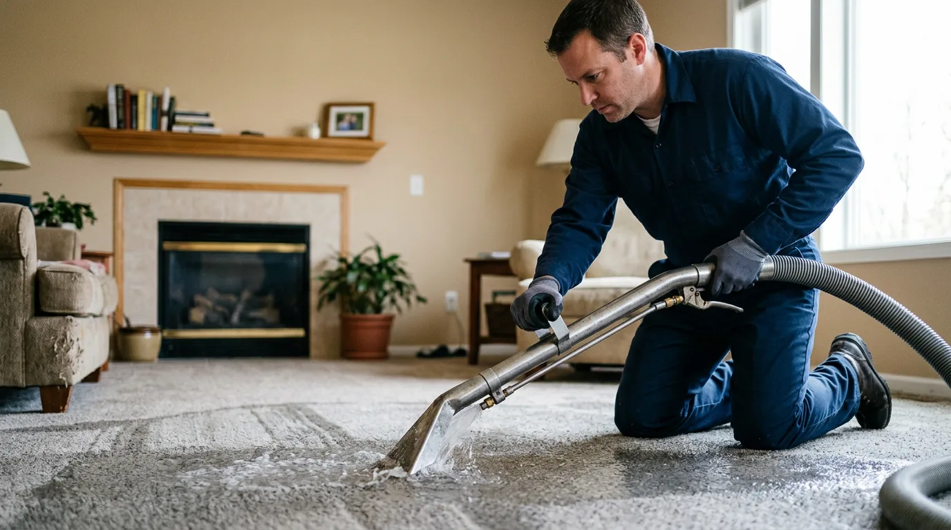 Water damage restoration technician working near Olathe, CO